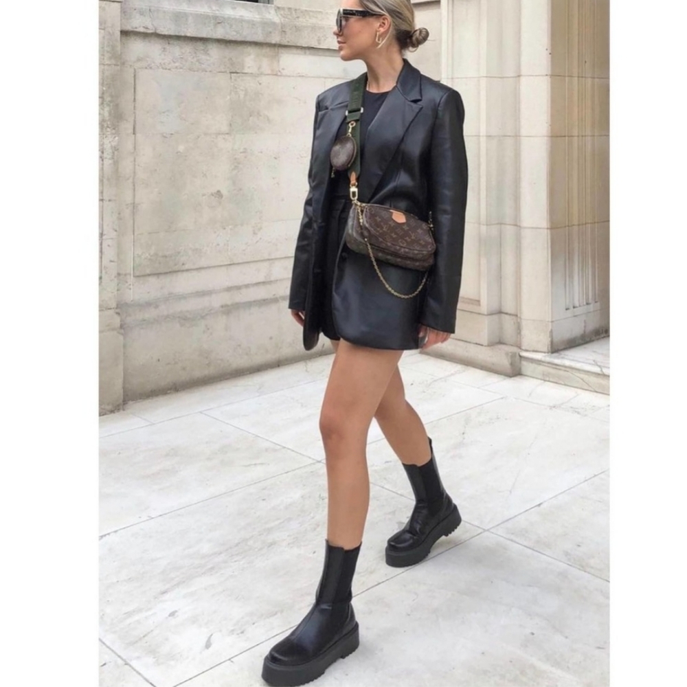 Zara * Oversized Faux Leather Blazer - Picture 8 of 16
